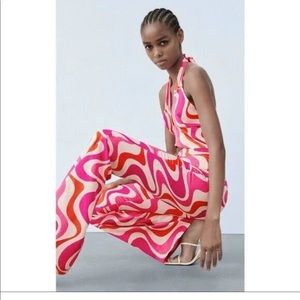 Zara Printed Satin Pants